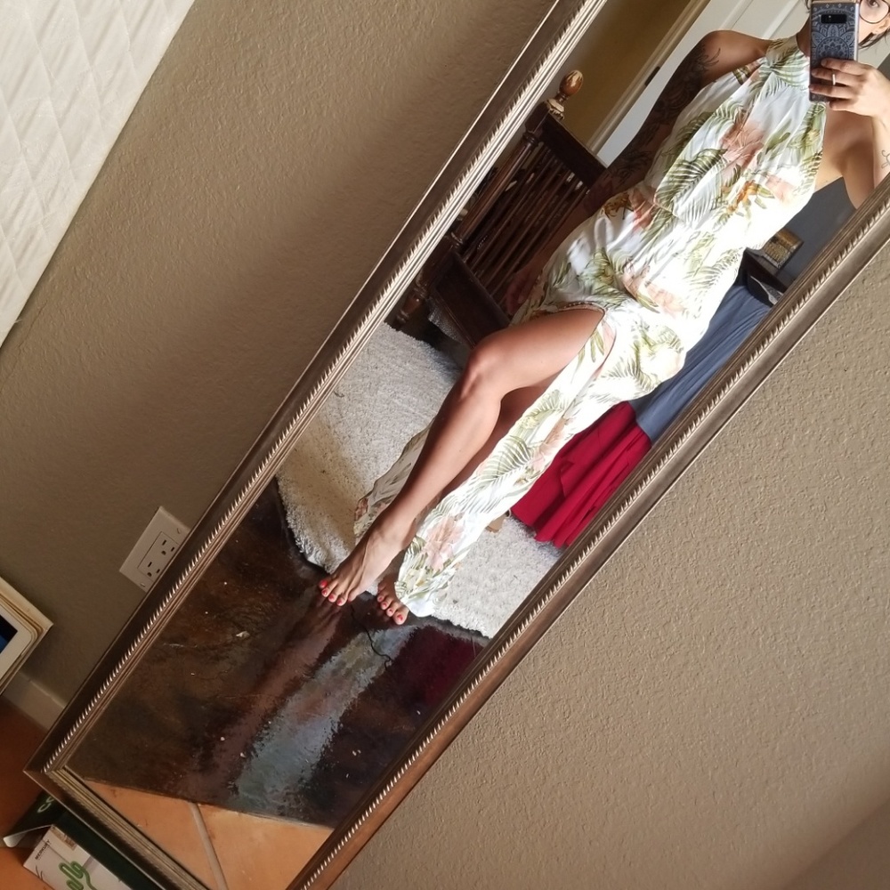 Halter Floral dress with slit